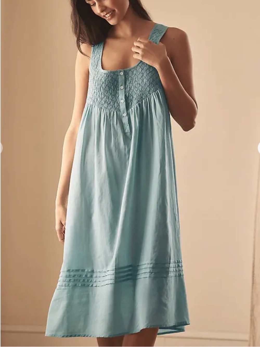 Anthropologie Sleeveless Smocked Midi Nap Dress in Blue size Medium